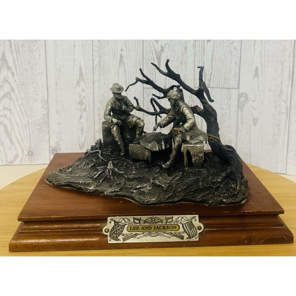 Vintage 1990 Civil War Pewter Sculpture “Lee and Jackson” By F. Barnum #1405